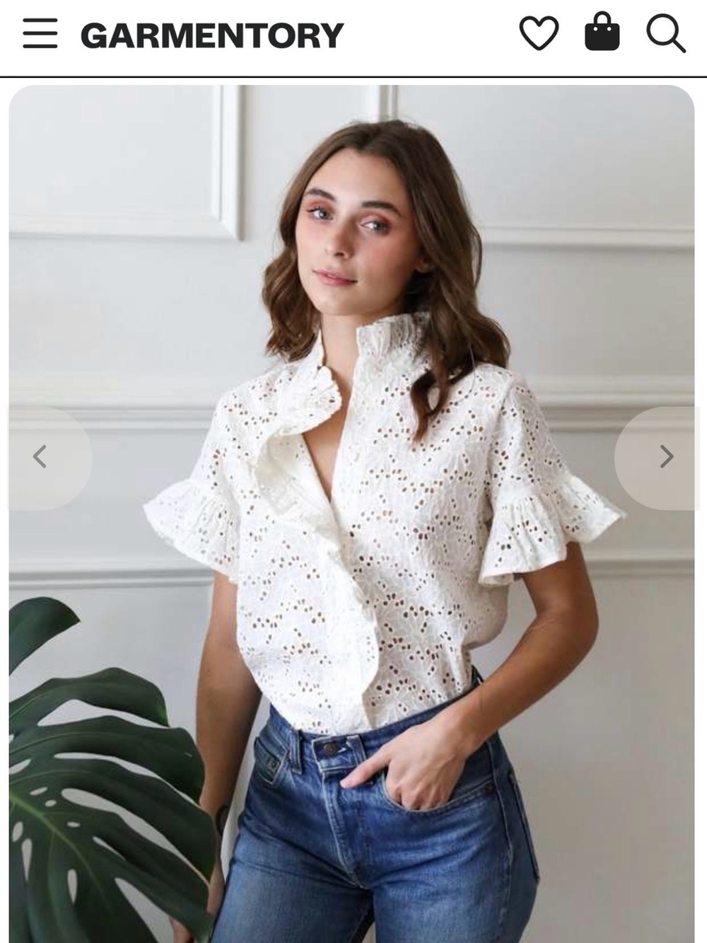 Mille White Eyelet Ruffle Blouse